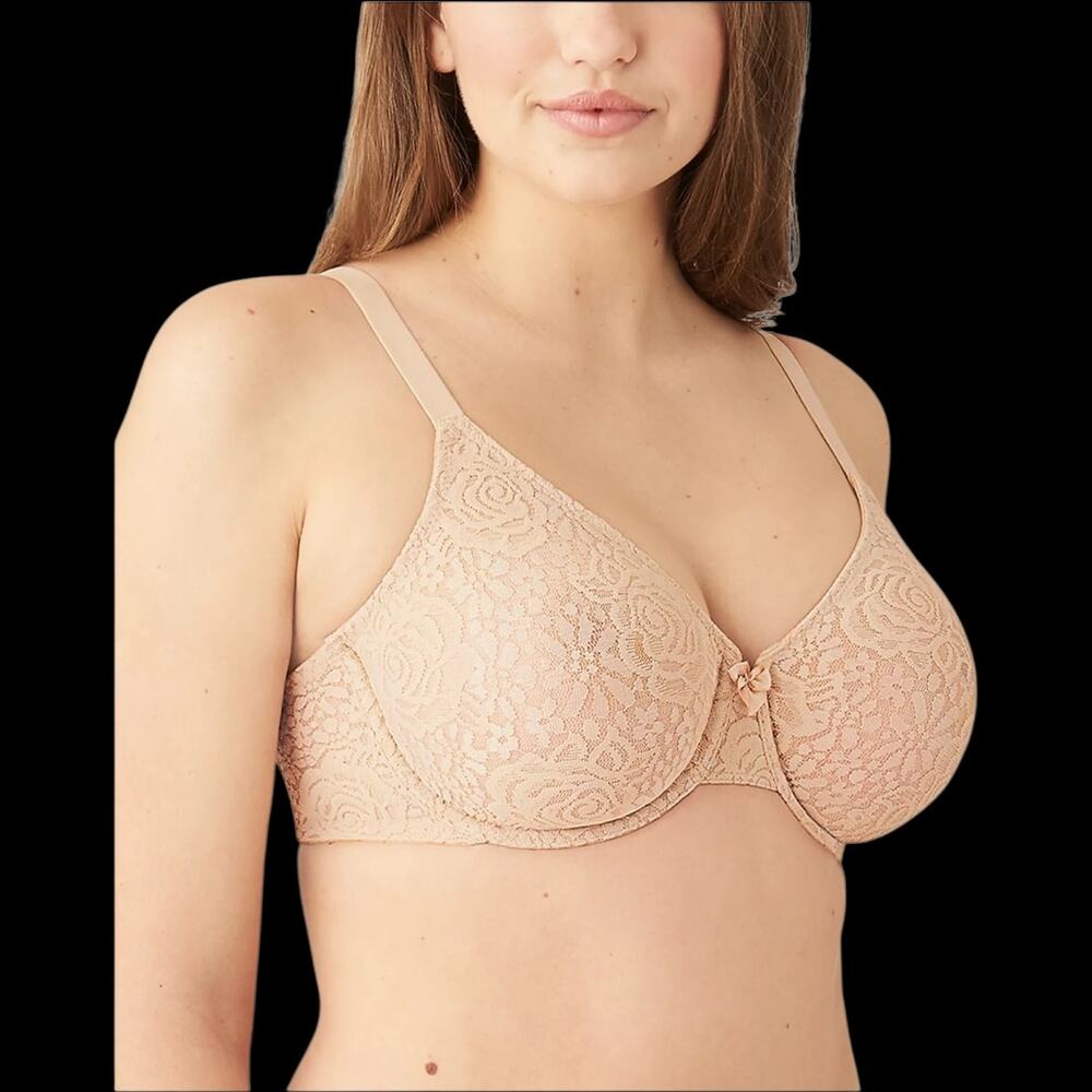 EUC Wacoal Halo Lace Molded Underwire Bra 851205 Nude Size 34DD